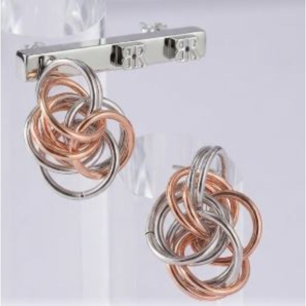Banana Republic Women's Silver Gold Multi Interlocking Earrings NWT 48